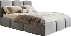 Łóżka Ze Stelażem|Łóżka Z Zagłówkiem>Riban Szare łóżko tapicerowane 180x200 cm z pojemnikiem małżeńskie SEPERO