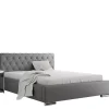 Łóżka Młodzieżowe|Łóżka Z Zagłówkiem>Gruszka Szare łóżko tapicerowane 160x200 z ekoskóry PEKIN