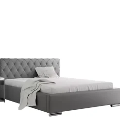 Łóżka Młodzieżowe|Łóżka Z Zagłówkiem>Gruszka Szare łóżko tapicerowane 160x200 z ekoskóry PEKIN