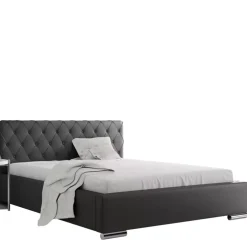 Łóżka Młodzieżowe|Łóżka Z Zagłówkiem></noscript>Gruszka Szare łóżko tapicerowane 160x200 z ekoskóry PEKIN