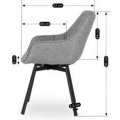 Krzesła Tapicerowane|Krzesła></noscript>MEBEL ELITE Szare krzesło obrotowe do jadalni LUMA 2 welurowe