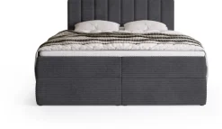 Łóżka Małżeńskie|Łóżka Ze Stelażem></noscript>BROMARKT Szare sztruksowe łóżko kontynentalne 160x200 cm DENVER