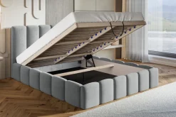 Łóżka Młodzieżowe|Łóżka Małżeńskie>Riban Szare tapicerowane łóżko 160x200 cm dwuosobowe z pojemnikiem SALERNO