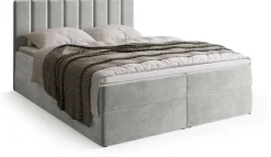 Łóżka Małżeńskie|Łóżka Ze Stelażem>BROMARKT Szare welurowe łóżko kontynentalne 160x200 cm DENVER