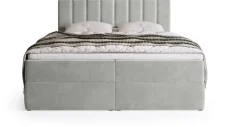 Łóżka Małżeńskie|Łóżka Ze Stelażem></noscript>BROMARKT Szare welurowe łóżko kontynentalne 160x200 cm DENVER