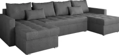 Narożniki></noscript>BROMARKT Szary duży narożnik z funkcją spania i pojemnikiem do salonu HOT U