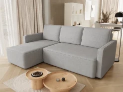 Meble Dla Dzieci|Meble Młodzieżowe>BROMARKT Szary mały narożnik z funkcją spania do salonu QULIO pojemnik