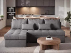 Meble Dla Dzieci|Meble Młodzieżowe></noscript>BROMARKT Szary mały narożnik z funkcją spania do salonu HOT SLIM