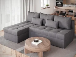 Meble Dla Dzieci|Meble Młodzieżowe></noscript>BROMARKT Szary mały narożnik z funkcją spania do salonu HOT SLIM