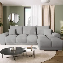 Narożniki></noscript>BROMARKT Szary narożnik do salonu NUBES z funkcją spania