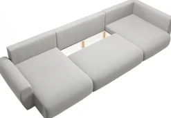 Narożniki></noscript>BROMARKT Szary narożnik do salonu nowoczesny z funkcją spania sztruksowy PATI MAXI U