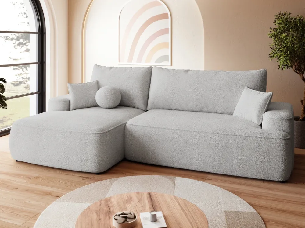 Meble Dla Dzieci|Narożniki>BROMARKT Szary narożnik do salonu z funkcją spania CARMELLO boucle