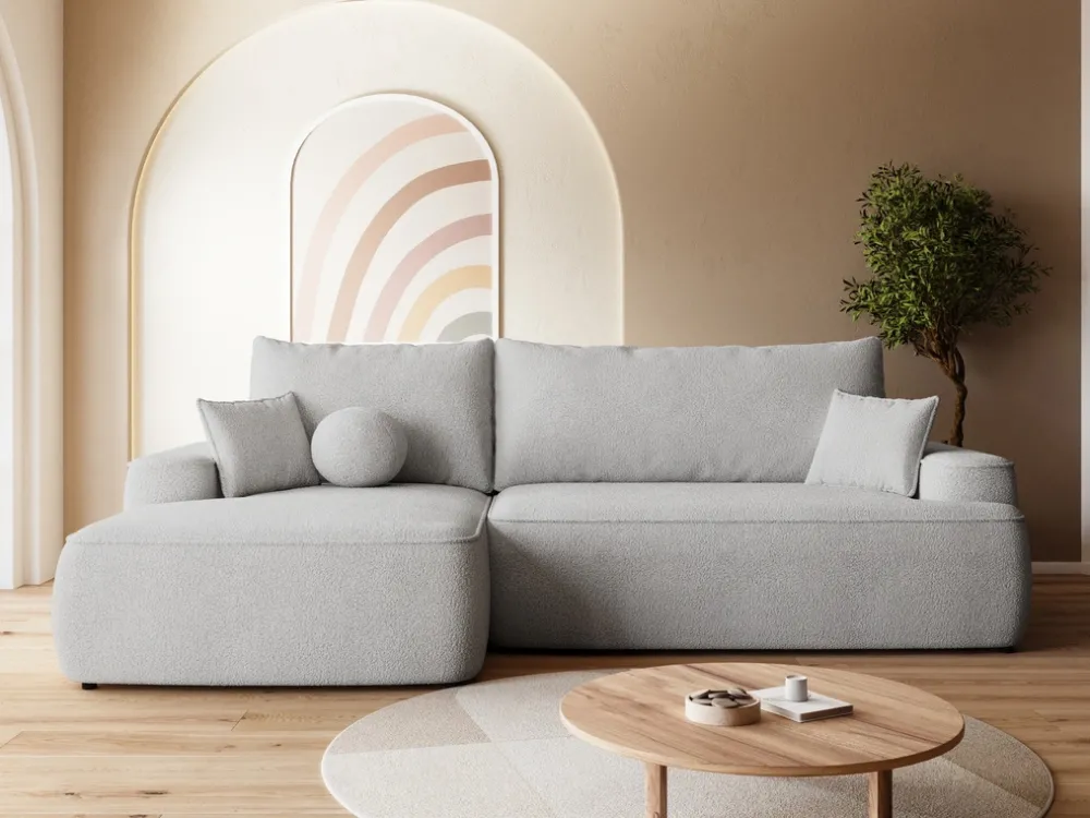 Meble Dla Dzieci|Narożniki>BROMARKT Szary narożnik do salonu z funkcją spania CARMELLO boucle