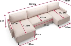 Narożniki></noscript>BROMARKT Szary narożnik do salonu z funkcją spania na nóżkach NORTON U