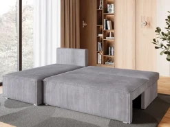 Meble Dla Dzieci|Meble Młodzieżowe>BROMARKT Szary narożnik mały do salonu z funkcją spania sztruksowy TOP SLIM