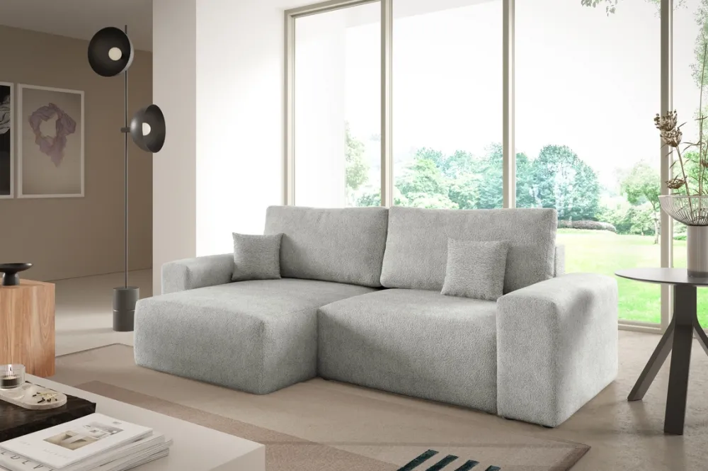 Meble Dla Dzieci|Narożniki>BROMARKT Szary narożnik rozkładany do salonu z funkcją spania boucle CAMILO