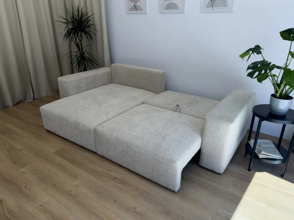 Meble Dla Dzieci|Narożniki>BROMARKT Szary narożnik rozkładany do salonu z funkcją spania boucle CAMILO