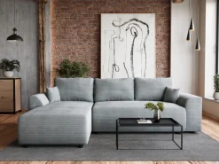 Meble Dla Dzieci|Narożniki></noscript>BROMARKT Szary narożnik rozkładany do salonu z funkcją spania ROMEO