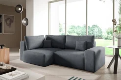 Narożniki>BROMARKT Szary narożnik rozkładany do salonu z funkcją spania boucle CAMILO DUO