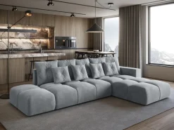 Narożniki></noscript>BROMARKT Szary narożnik rozkładany nowoczesny z funkcją spania RAMIRO