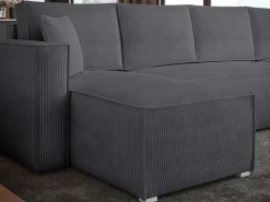 Narożniki></noscript>BROMARKT Szary narożnik rozkładany z pojemnikiem na pościel TOP U funkcja spania