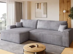 Narożniki>BROMARKT Szary narożnik rozkładany z funkcja spania ADI XL sztruks