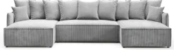 Narożniki>BROMARKT Szary narożnik sztruksowy do salonu w kształcie U z funkcją spania ARTUR