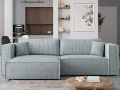 Narożniki|Meble Dla Dzieci></noscript>BROMARKT Szary narożnik sztruksowy z funkcją spania do salonu MIZARU