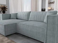 Narożniki|Meble Dla Dzieci></noscript>BROMARKT Szary narożnik sztruksowy z funkcją spania do salonu MIZARU