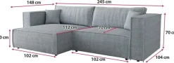 Narożniki|Meble Dla Dzieci></noscript>BROMARKT Szary narożnik sztruksowy z funkcją spania do salonu MIZARU