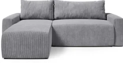 Meble Dla Dzieci|Meble Młodzieżowe>BROMARKT Szary narożnik sztruksowy z funkcją spania i pojemnikiem PLUSH L