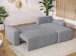 Meble Dla Dzieci|Meble Młodzieżowe>BROMARKT Szary narożnik sztruksowy z funkcją spania i pojemnikiem PLUSH L