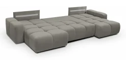 Narożniki>LASKI Szary narożnik U do salonu z funkcją spania i pojemnikiem SAVINO