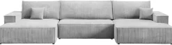 Narożniki>BROMARKT Szary narożnik w kształcie U do salonu z funkcją spania PABLO