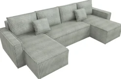 Narożniki>IZABELLA MEBLE Szary narożnik w kształcie u z funkcją spania DEXTER U