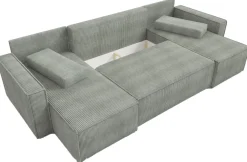 Narożniki></noscript>IZABELLA MEBLE Szary narożnik w kształcie u z funkcją spania DEXTER U