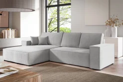 Meble Dla Dzieci|Meble Młodzieżowe></noscript>BROMARKT Szary narożnik z funkcją spania i pojemnikiem do salonu AMANDA