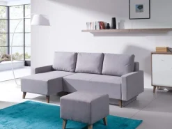 Narożniki></noscript>GiB Meble Szary narożnik z funkcją spania OSLO