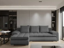 Meble Dla Dzieci|Meble Młodzieżowe></noscript>KENIX Szary narożnik z funkcją spania do salonu boucle TWIST