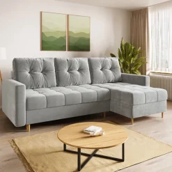 Meble Dla Dzieci|Meble Młodzieżowe>BROMARKT Szary narożnik z funkcją spania i pojemnikiem na pościel LIZBONA