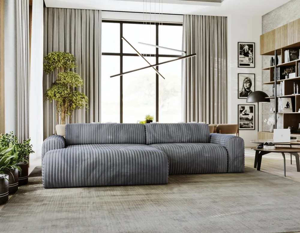 Narożniki>Polak Meble Szary nowoczesny narożnik do salonu SEFO prawostronny