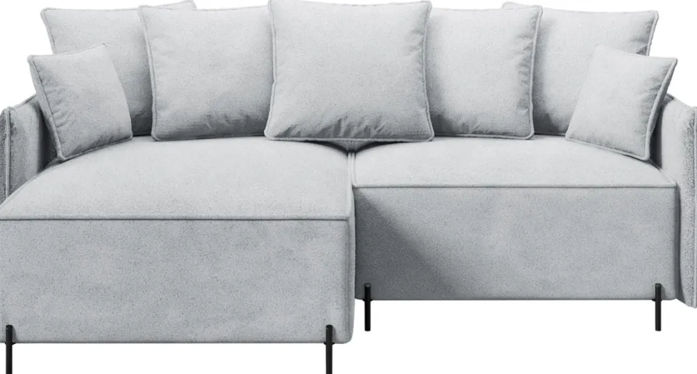 Narożniki>BROMARKT Szary nowoczesny narożnik do salonu na nóżkach BOCCO boucle