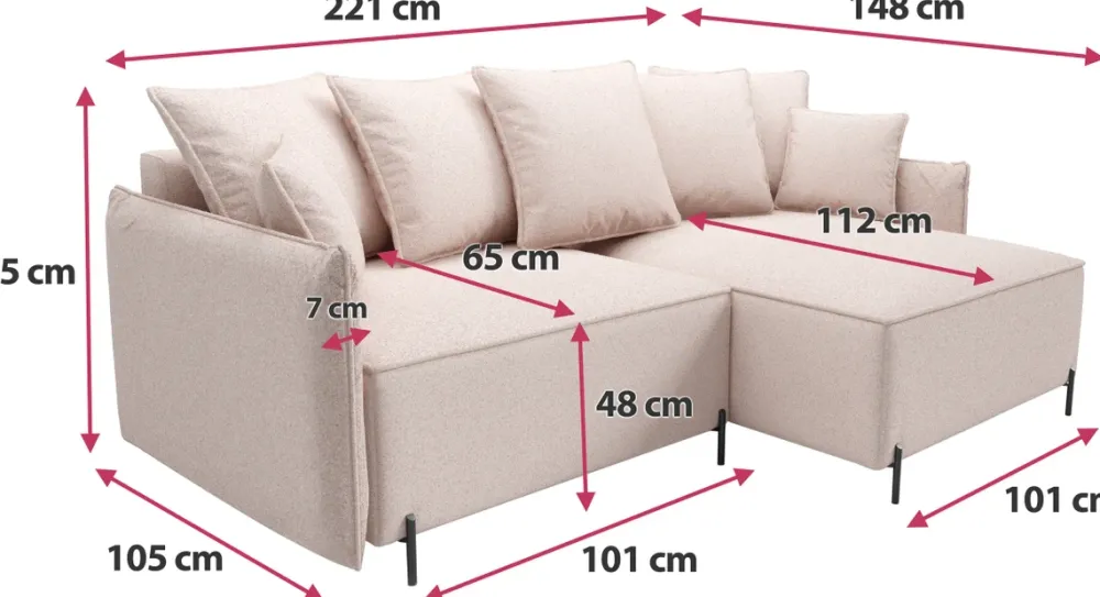 Narożniki>BROMARKT Szary nowoczesny narożnik do salonu na nóżkach BOCCO boucle