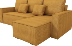 Narożniki></noscript>IZABELLA MEBLE Szary nowoczesny narożnik sztruksowy z funkcją spania DEXTER