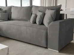 Meble Dla Dzieci|Meble Młodzieżowe></noscript>BROMARKT Szary rozkładany narożnik do salonu SYDNEY welur