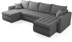 Narożniki>BROMARKT Szary rozkładany narożnik z funkcją spania i pojemnikiem LUIS U