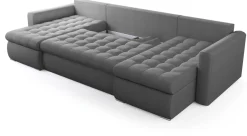 Narożniki></noscript>BROMARKT Szary rozkładany narożnik z funkcją spania i pojemnikiem LUIS U