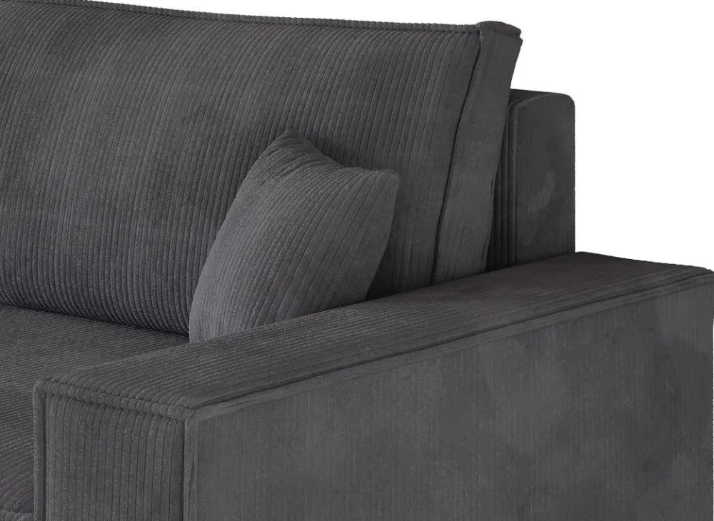 Narożniki>BROMARKT Szary sztruksowy narożnik z pojemnikiem i funkcją spania ADI XL