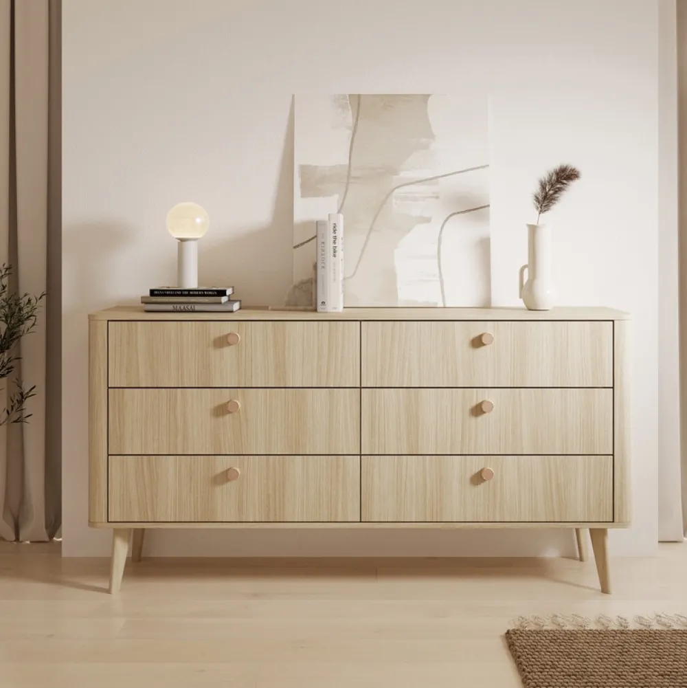 Zestawy Mebli Do Sypialni|Komody>LASKI Szeroka komoda do salonu 163 cm VELMO dąb barista