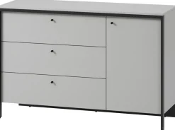 Zestawy Mebli Do Sypialni|Komody>lenart. Szeroka komoda z szufladami do sypialni 136 cm GRIS